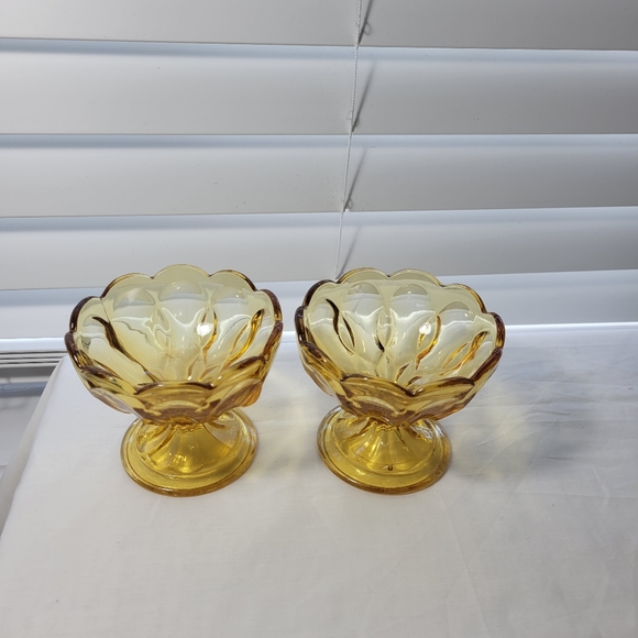 VINTAGE AMBER COMPOTE BOW 2 PICES - Picture 8 of 16